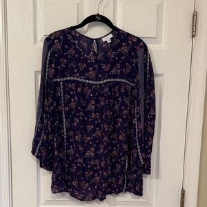 J. Jill Purple and Pink Floral Blouse